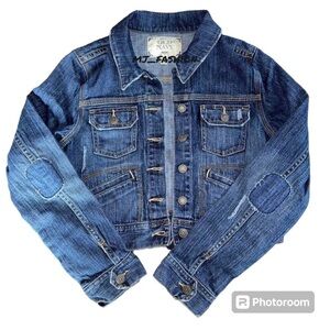 Vintage Y2K Old Navy Dark Blue Wash Denim Cropped  Jacket